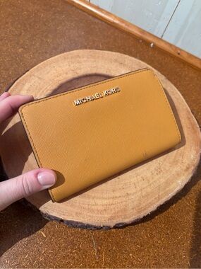 Michael Kors Yellow Saffiano Leather Zip Wallet